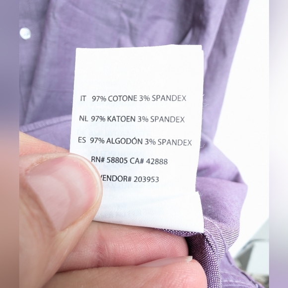 Oak Hill Easy Stretch Classic Fit Purple Long Sleeve Button Up Men's 19 35/36 - Picture 3 of 4